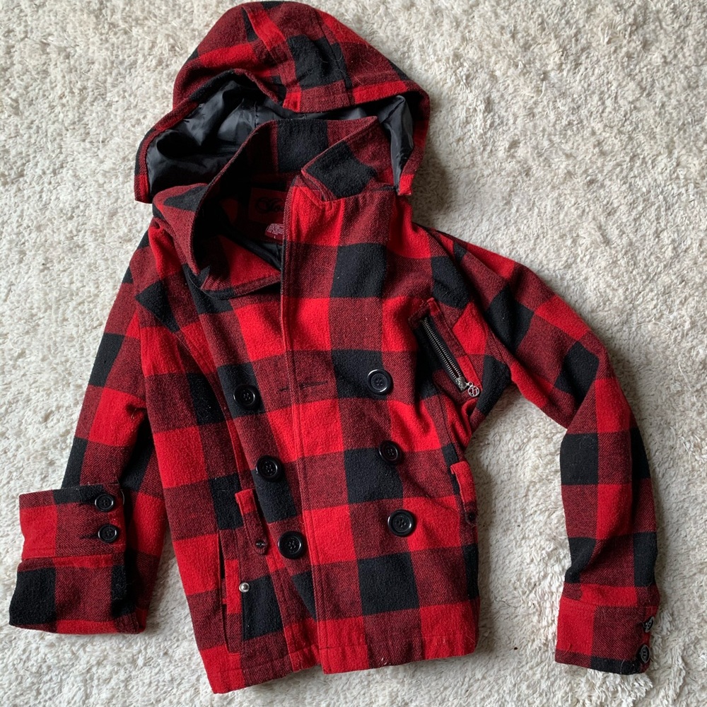 Buffalo plaid spring coat L